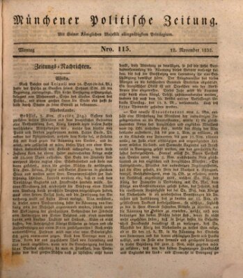 Münchener politische Zeitung (Süddeutsche Presse) Montag 12. November 1832