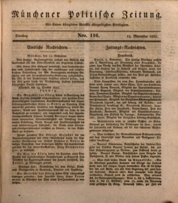 Münchener politische Zeitung (Süddeutsche Presse) Dienstag 13. November 1832