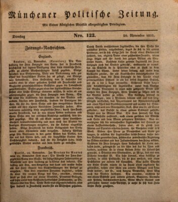 Münchener politische Zeitung (Süddeutsche Presse) Dienstag 20. November 1832