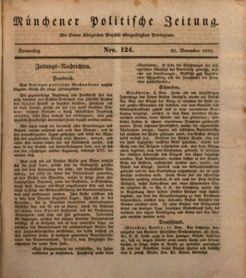 Münchener politische Zeitung (Süddeutsche Presse) Donnerstag 22. November 1832