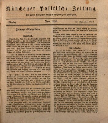 Münchener politische Zeitung (Süddeutsche Presse) Dienstag 27. November 1832