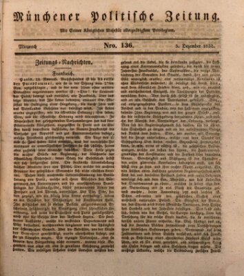 Münchener politische Zeitung (Süddeutsche Presse) Mittwoch 5. Dezember 1832