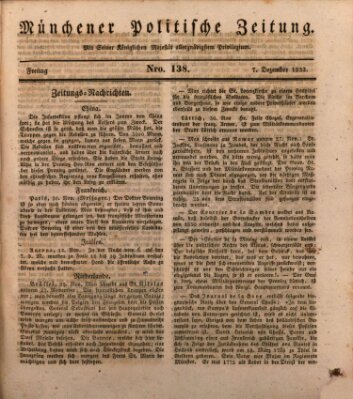 Münchener politische Zeitung (Süddeutsche Presse) Freitag 7. Dezember 1832