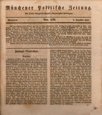 Münchener politische Zeitung (Süddeutsche Presse) Samstag 8. Dezember 1832