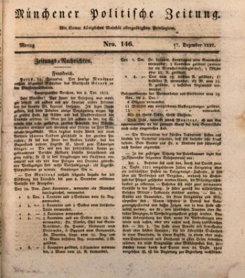 Münchener politische Zeitung (Süddeutsche Presse) Montag 17. Dezember 1832