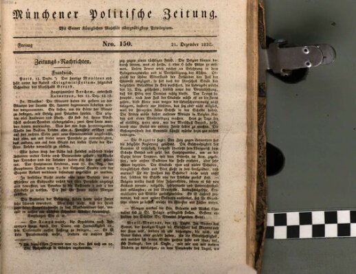 Münchener politische Zeitung (Süddeutsche Presse) Freitag 21. Dezember 1832