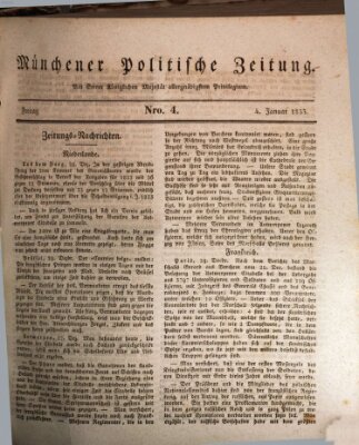 Münchener politische Zeitung (Süddeutsche Presse) Freitag 4. Januar 1833