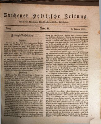 Münchener politische Zeitung (Süddeutsche Presse) Montag 7. Januar 1833