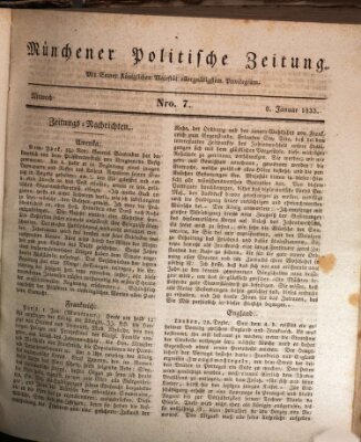 Münchener politische Zeitung (Süddeutsche Presse) Dienstag 8. Januar 1833