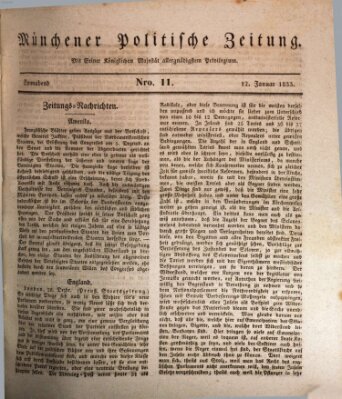 Münchener politische Zeitung (Süddeutsche Presse) Samstag 12. Januar 1833