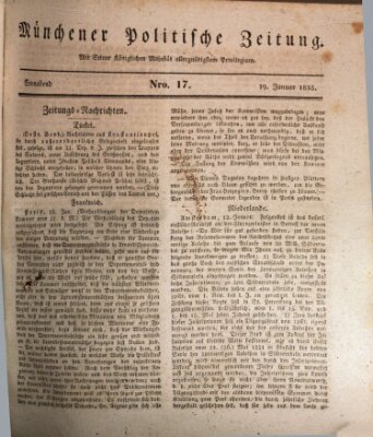 Münchener politische Zeitung (Süddeutsche Presse) Samstag 19. Januar 1833