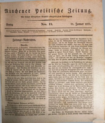 Münchener politische Zeitung (Süddeutsche Presse) Montag 21. Januar 1833