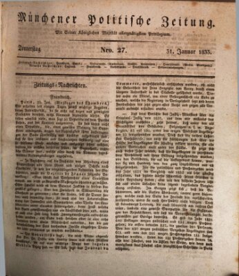 Münchener politische Zeitung (Süddeutsche Presse) Donnerstag 31. Januar 1833