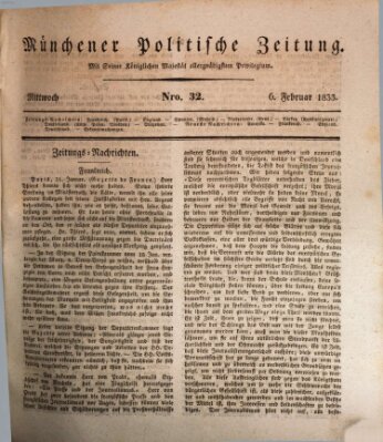 Münchener politische Zeitung (Süddeutsche Presse) Mittwoch 6. Februar 1833