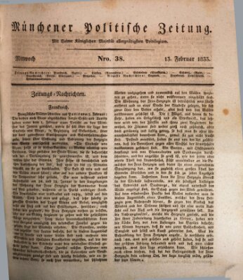 Münchener politische Zeitung (Süddeutsche Presse) Mittwoch 13. Februar 1833