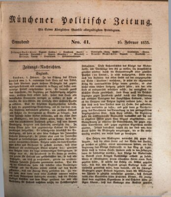 Münchener politische Zeitung (Süddeutsche Presse) Samstag 16. Februar 1833