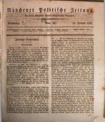 Münchener politische Zeitung (Süddeutsche Presse) Donnerstag 28. Februar 1833