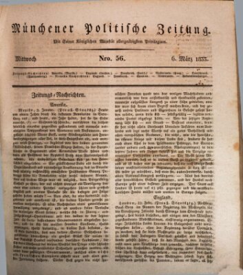 Münchener politische Zeitung (Süddeutsche Presse) Mittwoch 6. März 1833