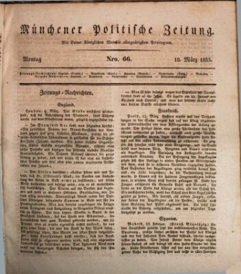 Münchener politische Zeitung (Süddeutsche Presse) Montag 18. März 1833