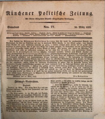 Münchener politische Zeitung (Süddeutsche Presse) Samstag 30. März 1833