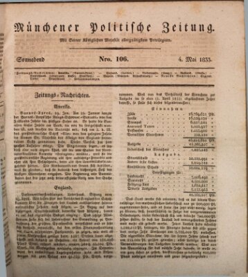 Münchener politische Zeitung (Süddeutsche Presse) Samstag 4. Mai 1833