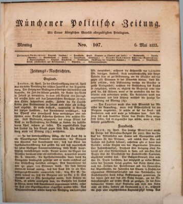 Münchener politische Zeitung (Süddeutsche Presse) Montag 6. Mai 1833