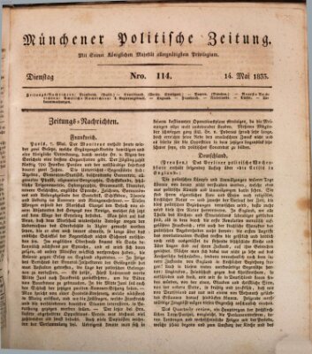 Münchener politische Zeitung (Süddeutsche Presse) Dienstag 14. Mai 1833