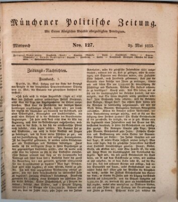 Münchener politische Zeitung (Süddeutsche Presse) Mittwoch 29. Mai 1833