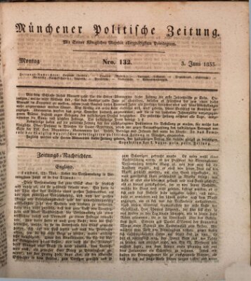 Münchener politische Zeitung (Süddeutsche Presse) Montag 3. Juni 1833