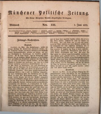 Münchener politische Zeitung (Süddeutsche Presse) Mittwoch 5. Juni 1833