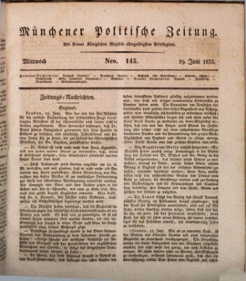 Münchener politische Zeitung (Süddeutsche Presse) Mittwoch 19. Juni 1833