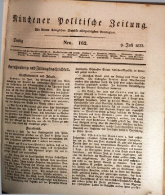 Münchener politische Zeitung (Süddeutsche Presse) Dienstag 9. Juli 1833