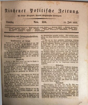 Münchener politische Zeitung (Süddeutsche Presse) Donnerstag 11. Juli 1833