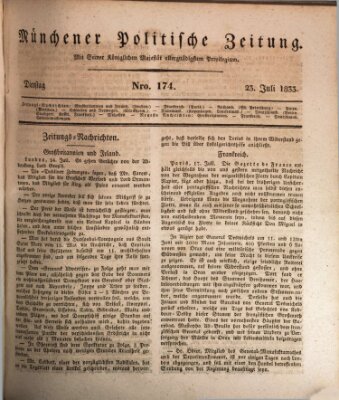 Münchener politische Zeitung (Süddeutsche Presse) Dienstag 23. Juli 1833