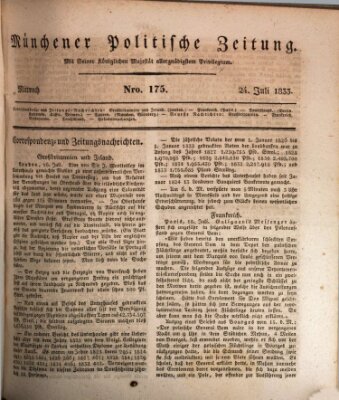 Münchener politische Zeitung (Süddeutsche Presse) Mittwoch 24. Juli 1833