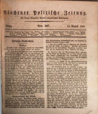 Münchener politische Zeitung (Süddeutsche Presse) Montag 19. August 1833