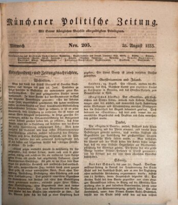 Münchener politische Zeitung (Süddeutsche Presse) Mittwoch 28. August 1833