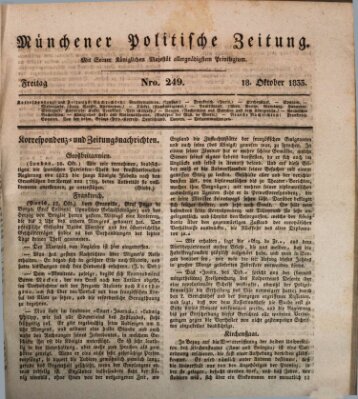 Münchener politische Zeitung (Süddeutsche Presse) Freitag 18. Oktober 1833