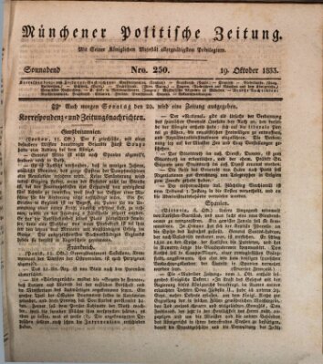 Münchener politische Zeitung (Süddeutsche Presse) Samstag 19. Oktober 1833