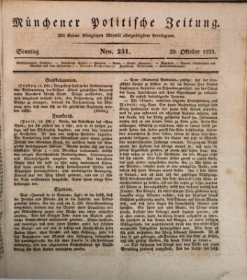 Münchener politische Zeitung (Süddeutsche Presse) Sonntag 20. Oktober 1833