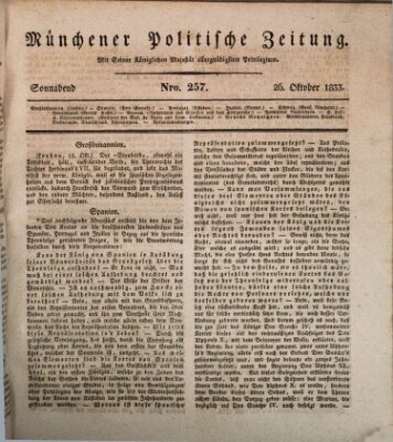 Münchener politische Zeitung (Süddeutsche Presse) Samstag 26. Oktober 1833