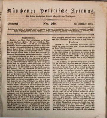 Münchener politische Zeitung (Süddeutsche Presse) Mittwoch 30. Oktober 1833