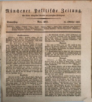 Münchener politische Zeitung (Süddeutsche Presse) Donnerstag 31. Oktober 1833