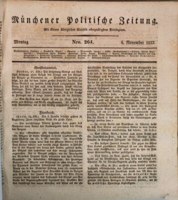 Münchener politische Zeitung (Süddeutsche Presse) Montag 4. November 1833