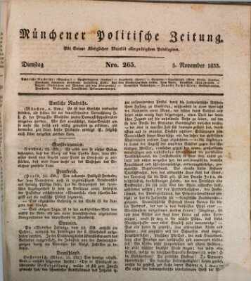 Münchener politische Zeitung (Süddeutsche Presse) Dienstag 5. November 1833