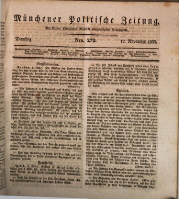 Münchener politische Zeitung (Süddeutsche Presse) Dienstag 12. November 1833