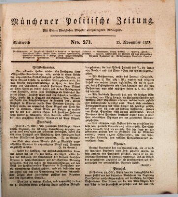 Münchener politische Zeitung (Süddeutsche Presse) Mittwoch 13. November 1833