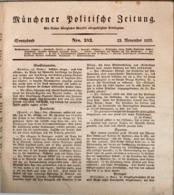 Münchener politische Zeitung (Süddeutsche Presse) Samstag 23. November 1833