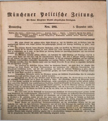 Münchener politische Zeitung (Süddeutsche Presse) Donnerstag 5. Dezember 1833