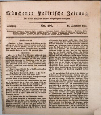 Münchener politische Zeitung (Süddeutsche Presse) Dienstag 10. Dezember 1833